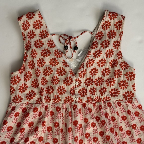 Japna Dresses & Skirts - Japna Womens Red Floral Mini Dress V Neck Sleeveless Size Small Tiered Country